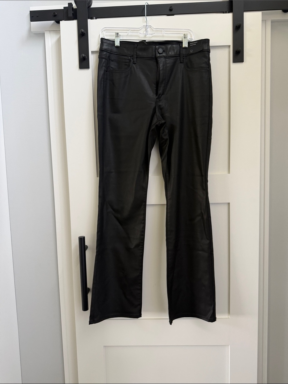 White House Black Market Black Faux Leather Flare Pants